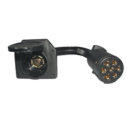 Pollak 12-724EP 7-Way HD Pin Plug to 7-Way RV Blade Socket Harness Adapter